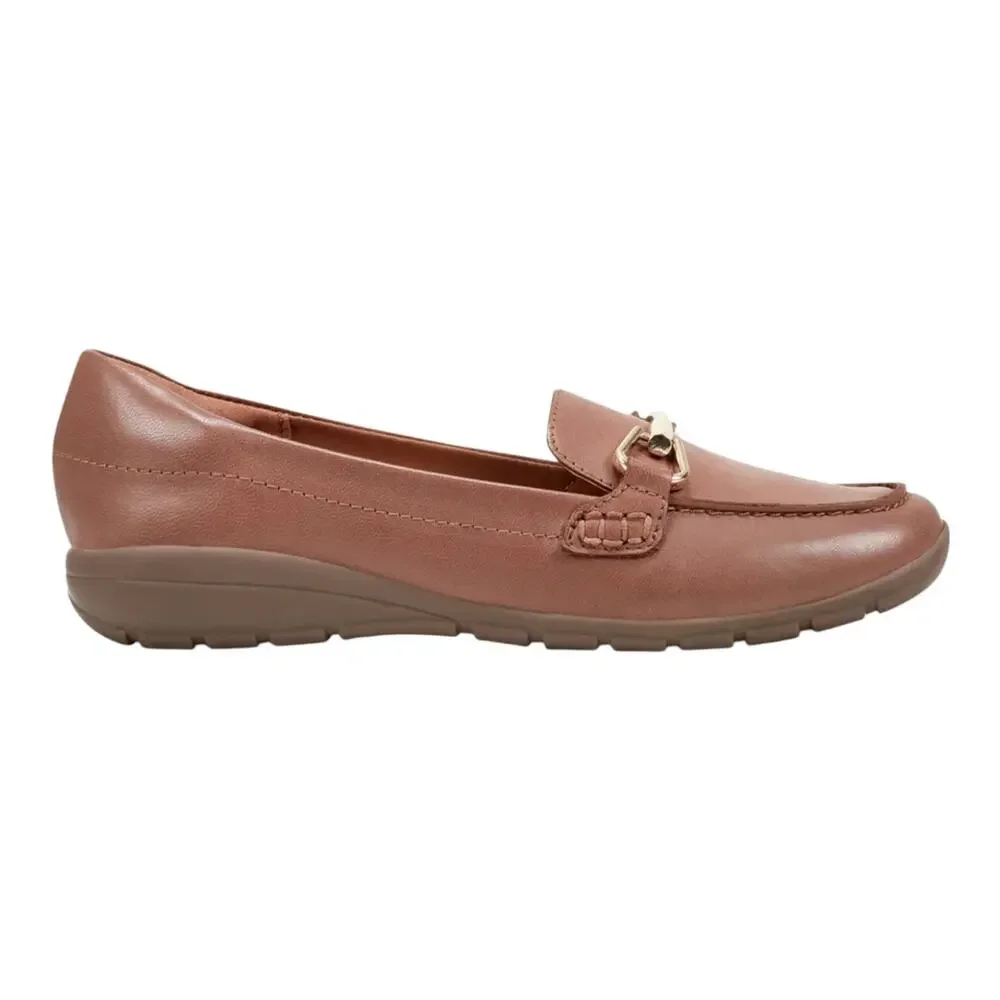 Easy Spirit Women's Amalie eFlex Leather Slip On Loafers Cognac Size 9
